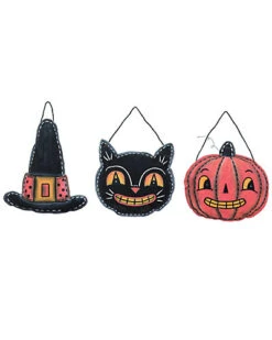 Set Of 3 Fabric 18in Multicolor Halloween Stuffed Hangers Home