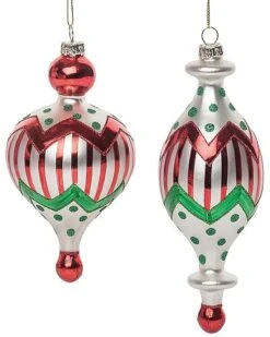 Glass 7.75in Multicolored Christmas Merry Ornament Set Of 2 Home