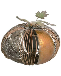 13in Gold Fall Metal Pumpkin Decor Home