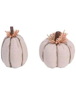 Foam 5in White Fall/Harvest Linen Pumpkin Decor Home