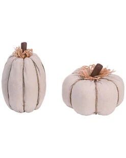 8in Decorative Linen Pumpkin Set Home