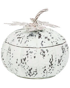 Metal 10in White Fall/Harvest Rustic Pumpkin Decor Home