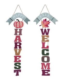 Wood 27in Multicolor Fall/Harvest Welcome Decorative Set Home