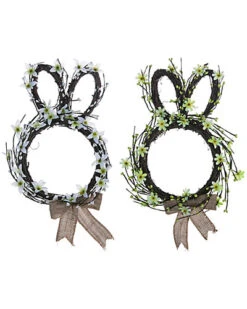 Set Of 2 Flower Bunny Wreaths Home
