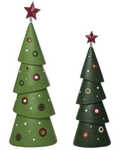Resin 17.52in Christmas Jolly Tree Set Of 2 Home