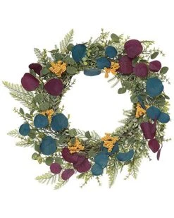 Natural Fiber 20.87In Multicolored Harvest Plum Wreath Home