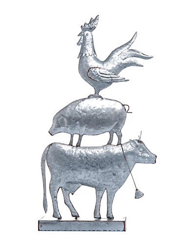 Metal Silver Spring Stacked Farm Animals Standing Decor Home 3 Metal Silver Spring Stacked Farm Animals Standing Decor Home