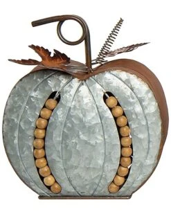 Metal 12In Grey Harvest Beaded Pumpkin Home