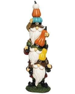 Resin 11.75In Multicolored Harvest Stacking Gnomes Decor Home