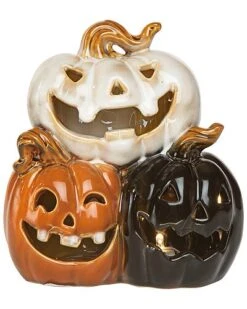 Ceramic 6.69In Multicolored Halloween Light Up Jack-O-Lantern Decor Home