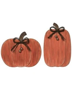Wood 26.25In Orange Harvest Layered Pumpkins Set Of 2 Home