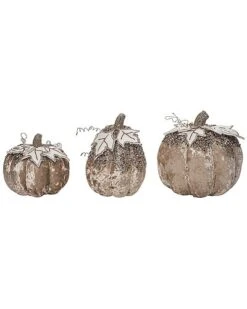 Foam 8.66In Grey Harvest Sparkling Pumpkins Set Of 3 Home