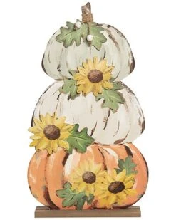 Wood 19In Multicolored Harvest Pumpkin Stack Decor Home