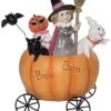 Resin 8.75In Multicolored Halloween Pumpkin Cart With Trick Or Treaters Decor Home -Home Accents Shop 3050893738 RLLD 1