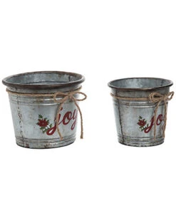 Rustic Handcraft Set Of 2 Joy Containers Home -Home Accents Shop 3050953467 RLLD 2