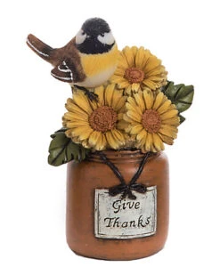 Resin 6in Multicolor Harvest Bird On Can Home