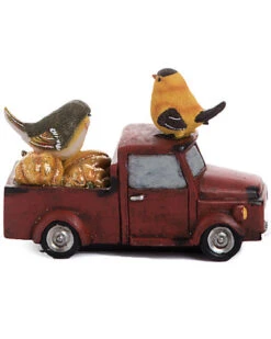 Resin 7in Red Harvest Birds On Truck Home