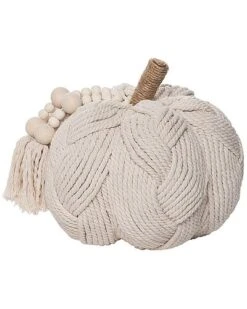 Foam 10.24In White Harvest Rope Braided Pumpkin Decor Home