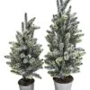 Artificial 20.87in Christmas Rustic Frosted Bucket Trees Set Of 2 Home -Home Accents Shop 3050991924 RLLD 1