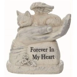 Transpac Stone 7" Gray Spring Cat Feline Rememberance Garden Stone Accent