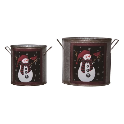 Transpac Metal 8.5 In. Multicolor Christmas Snowman Nesting Container Set Of 2 3 Transpac Metal 8.5 In. Multicolor Christmas Snowman Nesting Container Set Of 2