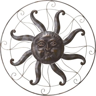 Transpac Metal 36 In. Brown Sun Face Wall Decor 3 Transpac Metal 36 In. Brown Sun Face Wall Decor